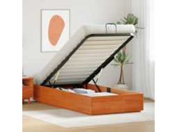 Vidaxl Estrutura De Cama Ottoman Com Armazenamento Castanho Encerado