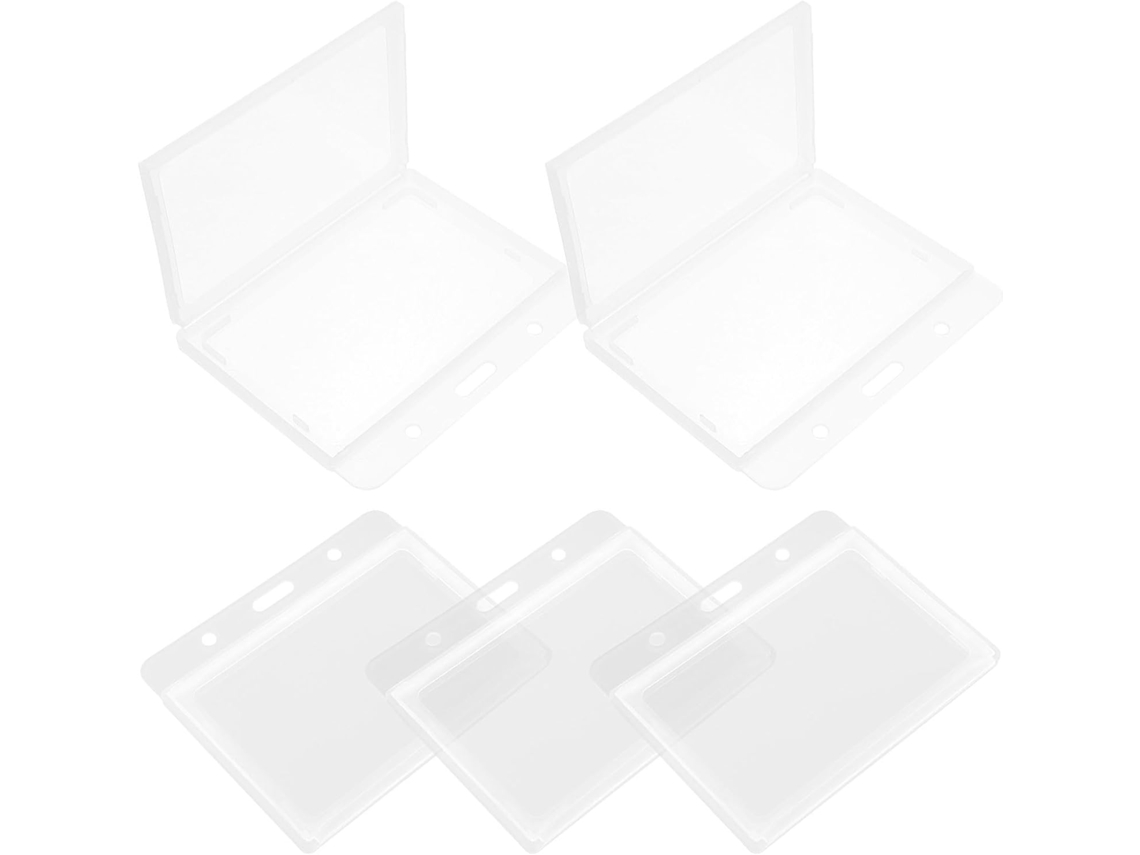 Porta Crachá Horizontal Em Plástico Transparente Fosco Com Um Único Furo, Pacote Com 5 Unidades Uso No Escritório E