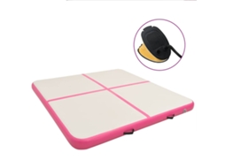 Vidaxl Colchão De Ginástica Insuflável C/ Bomba 200x200x10 Cm Pvc Rosa