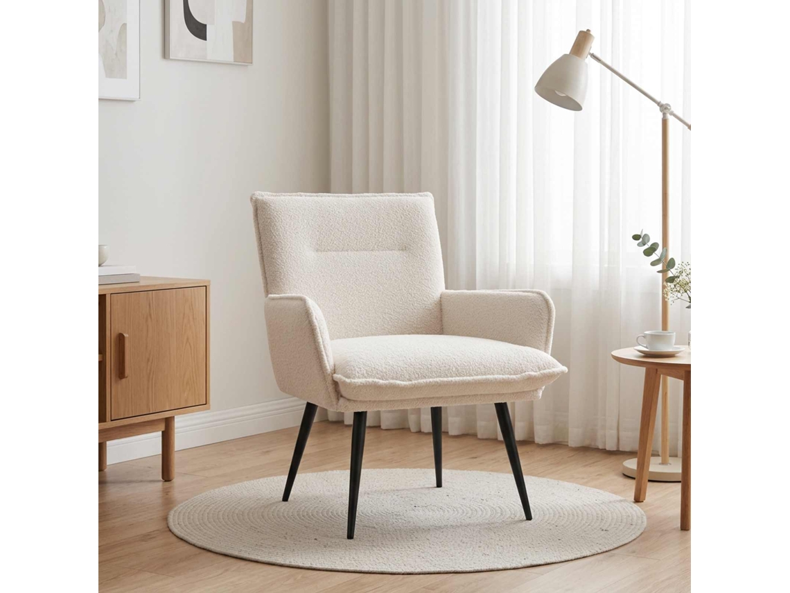 Vidaxl Poltrona Creme Bouclé