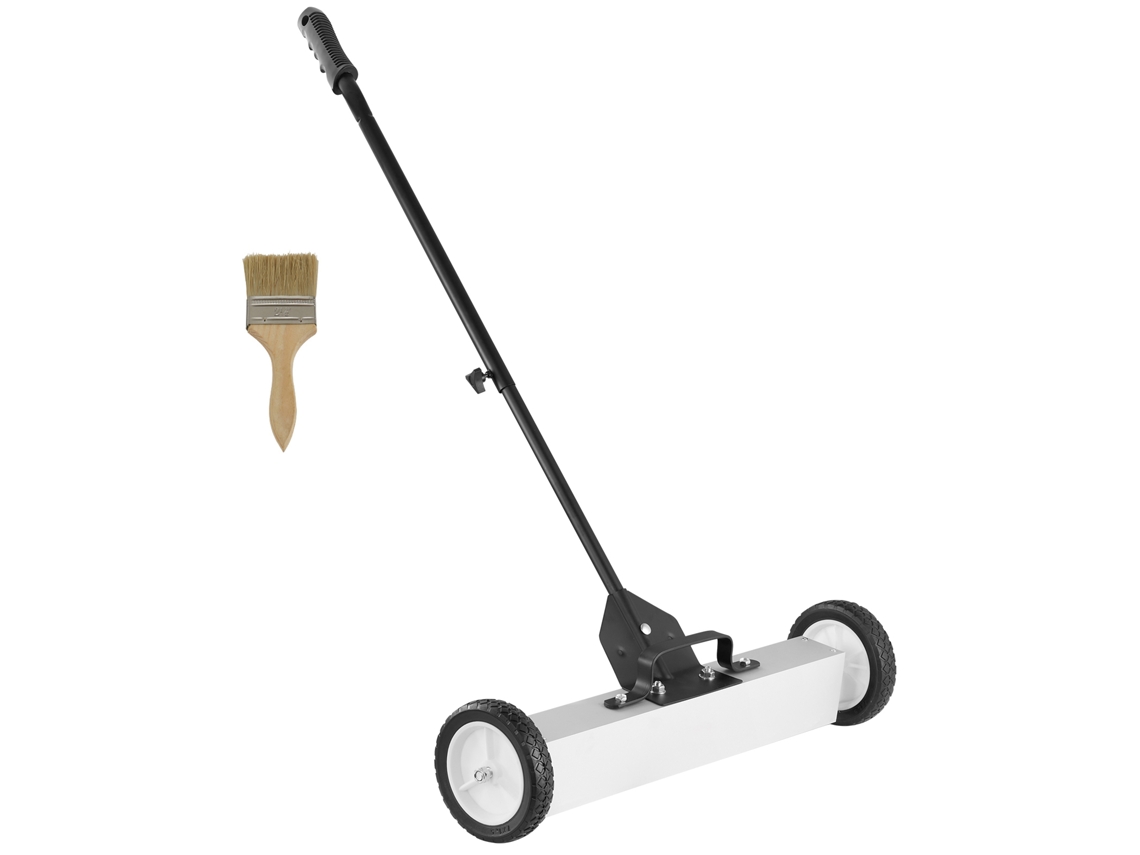 Vassoura Magnética 22,6 Kg Com Cabo Telescópico 77-113 Cm Recolhedor Magnético 745 Mm Rodas De Peças Metálicas Para Limpeza Oficina Garagem Pátio