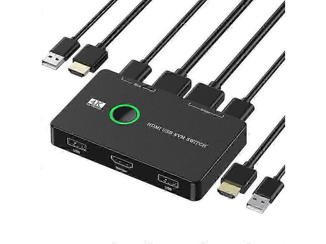 Switch Kvm De 2 Portas, Compatível Com Usb E Hdmi, Computadores.