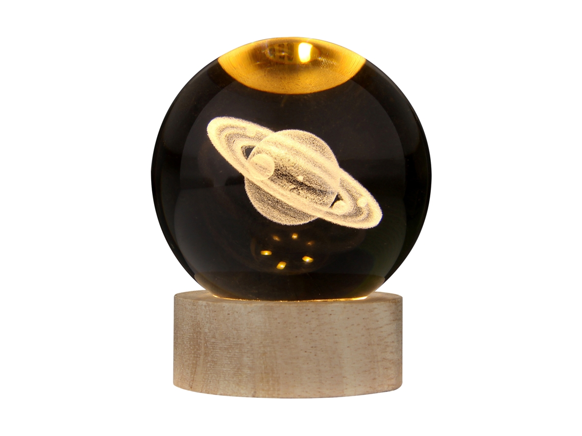 Luz Noturna Cristal 3d Base Madeira Usb Plug And Play Presente