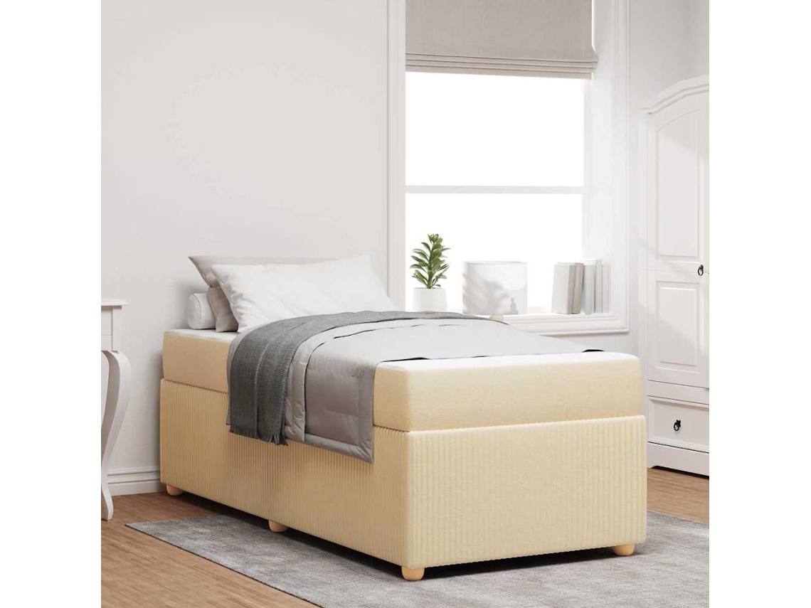 Vidaxl Estrutura Da Cama Creme 90 X 190 Cm Tecido