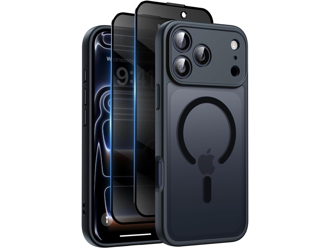 Capa Magnética Para Iphone 17 Pro Max, Transparente Fosca Com Fina E Resistente A Impactos, Preta