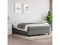 Vidaxl Cama Com Molas/colchão 140x190 Cm Tecido Cinzento-escuro