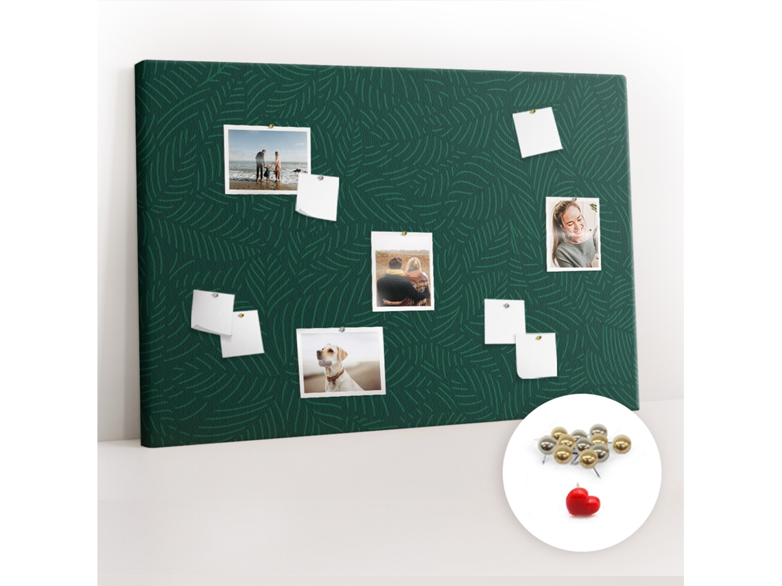 Quadro De Cortiça Com Impressão Padrão De Folhas Para O Escritório Espelharte (120x80 Cm)