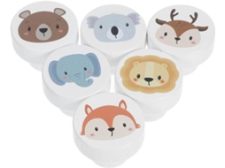 Doitool Conjunto De 6 Puxadores Madeira Com Estampa Animais Para Cômodas E Gavetas, Fácil Instalação, Decorativos, Para