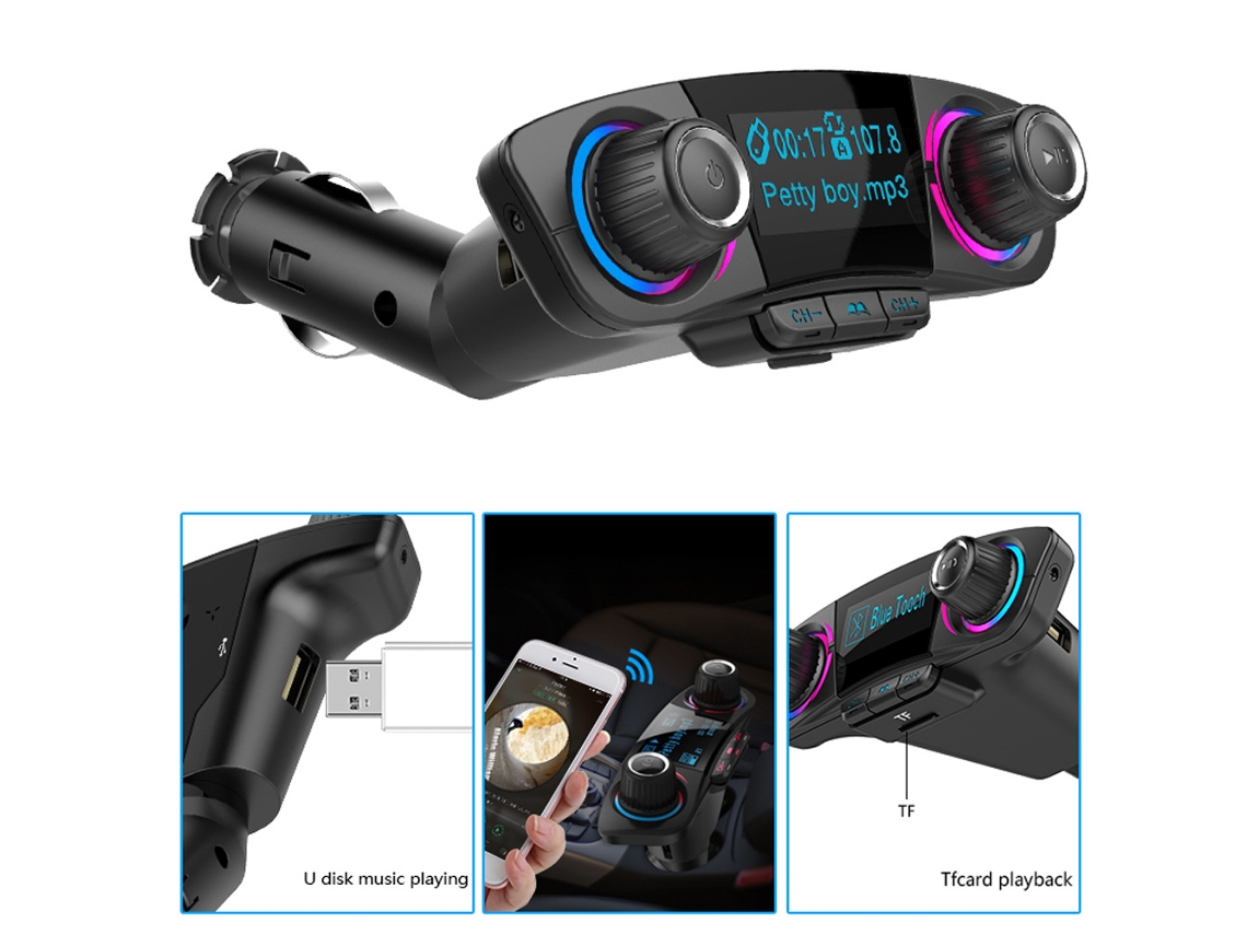 Transmissor Fm Bluetooth Veicular, Mp3, Visor Lcd