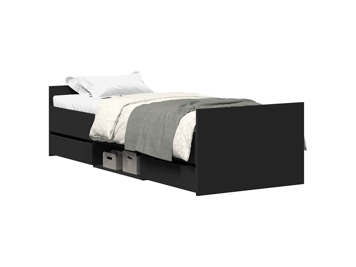 Bed Frame, Bed Frames Vidaxl Preto Madeira Processada (90 X 190 Cm)
