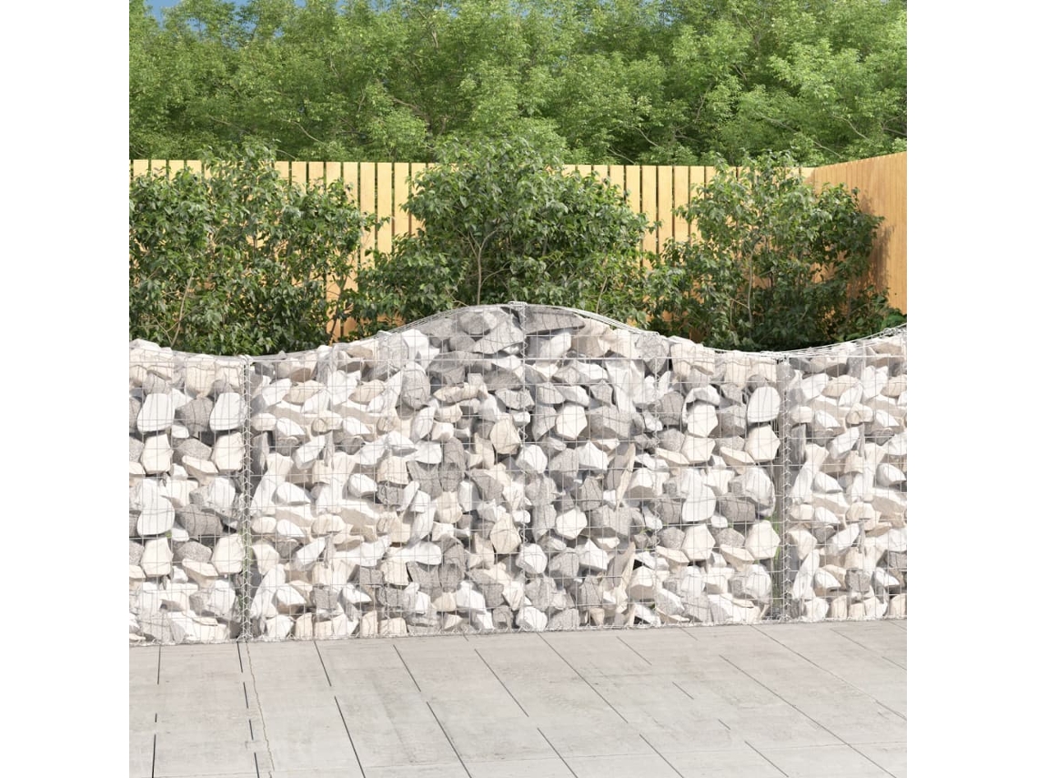 Vidaxl Cesto Gabião Arqueado 200x30x100/120 Cm Ferro Galvanizado