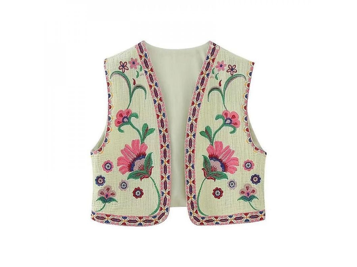 2026 chaleco de Mulher Estilo Étnico Vintage com Bordado Floral Sem Fecho para Verão Casual Claro S Style 3
