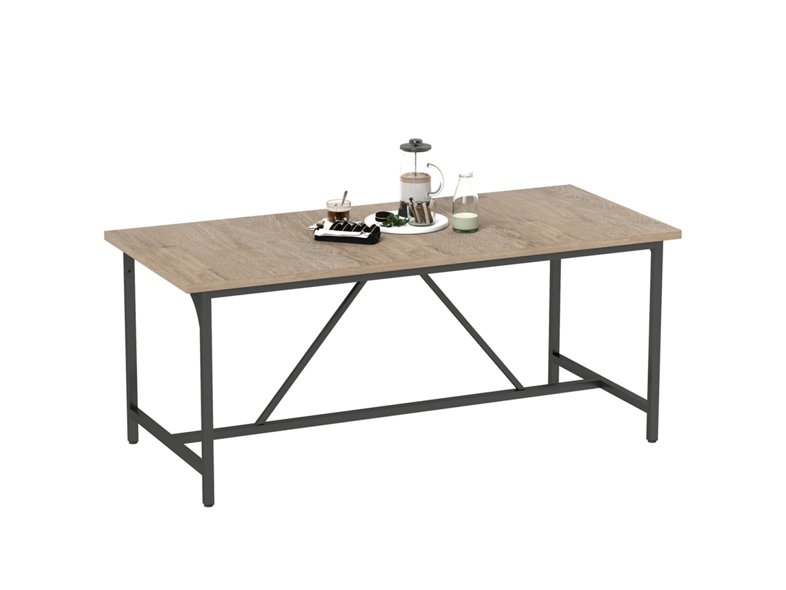 Mesa de Jantar para 6 8 Pessoas,mesa Retangular Moderna com Visual de Madeira,180x80x75,5cm,natural BTFORUS