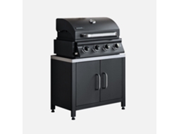 Churrasqueira A Gás De 4 Queimadores + Cozinha Externa Em Aço, 80cm, Preto