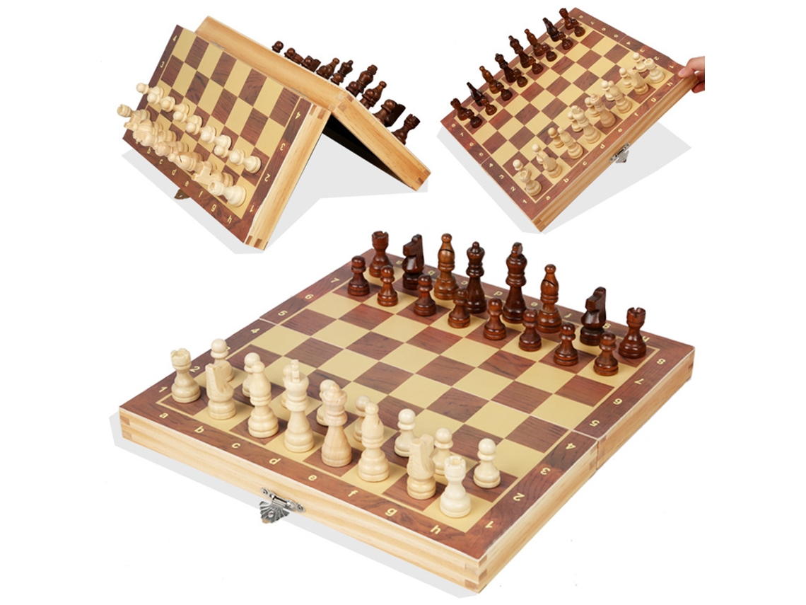 Jogo De Xadrez Magnético De Madeira Plegável Com Tabuleiro De Feltro Leve Portátil Brinquedo Educațional Para Pais E Filhos