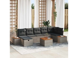 Vidaxl Conjunto De Sofá De Jardim 8 Unid. Cinzeto Vime Pe