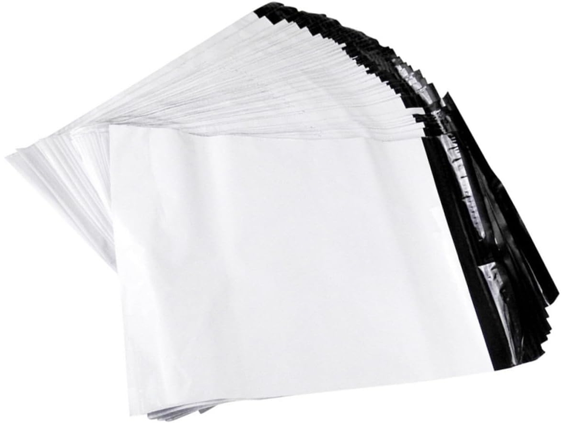 Pacote com 100 Sacos Plásticos Reforçados para Envio Expresso, na cor Branca.