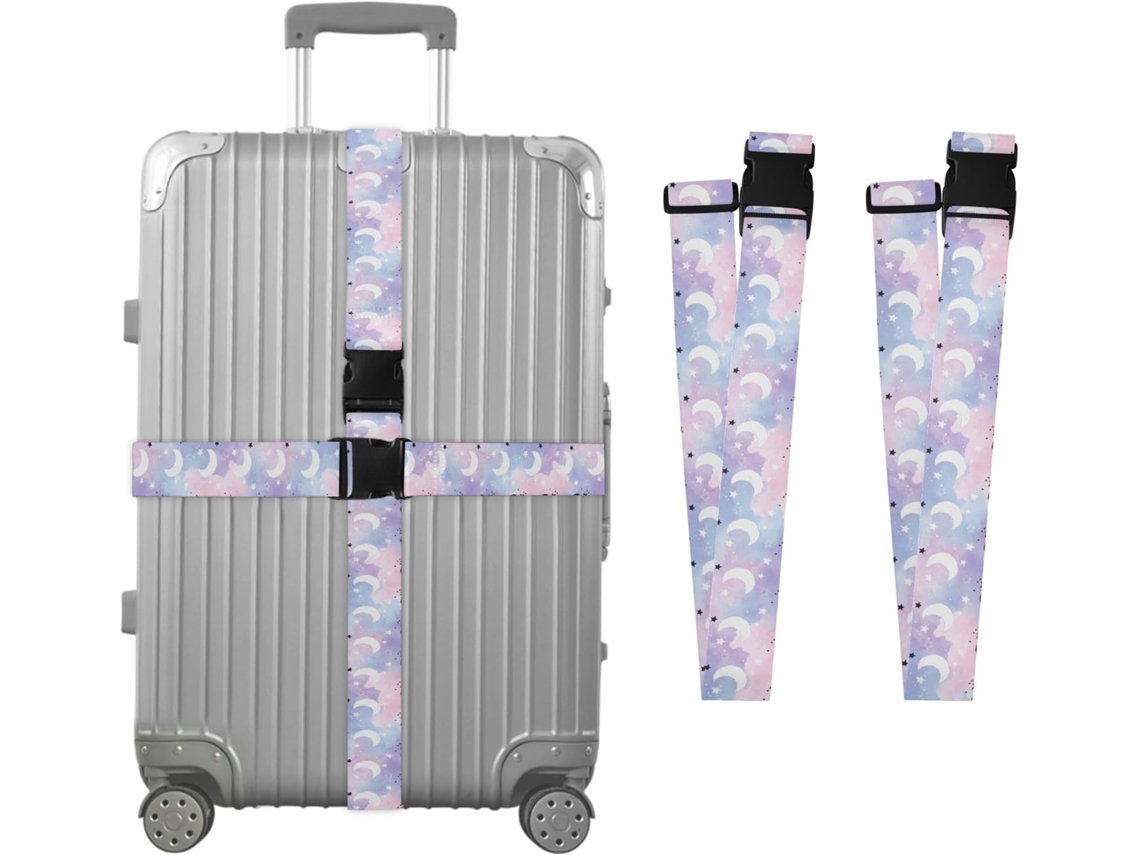 Conjunto De 2 Cintas Bagagem Personalizáveis Com Fivelas E Presilhas, Com Design Em Degradê De Lua Crescente