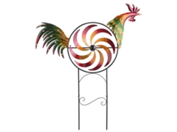 Roda Giratória Decorativa De Ferro Galo 37x73cm