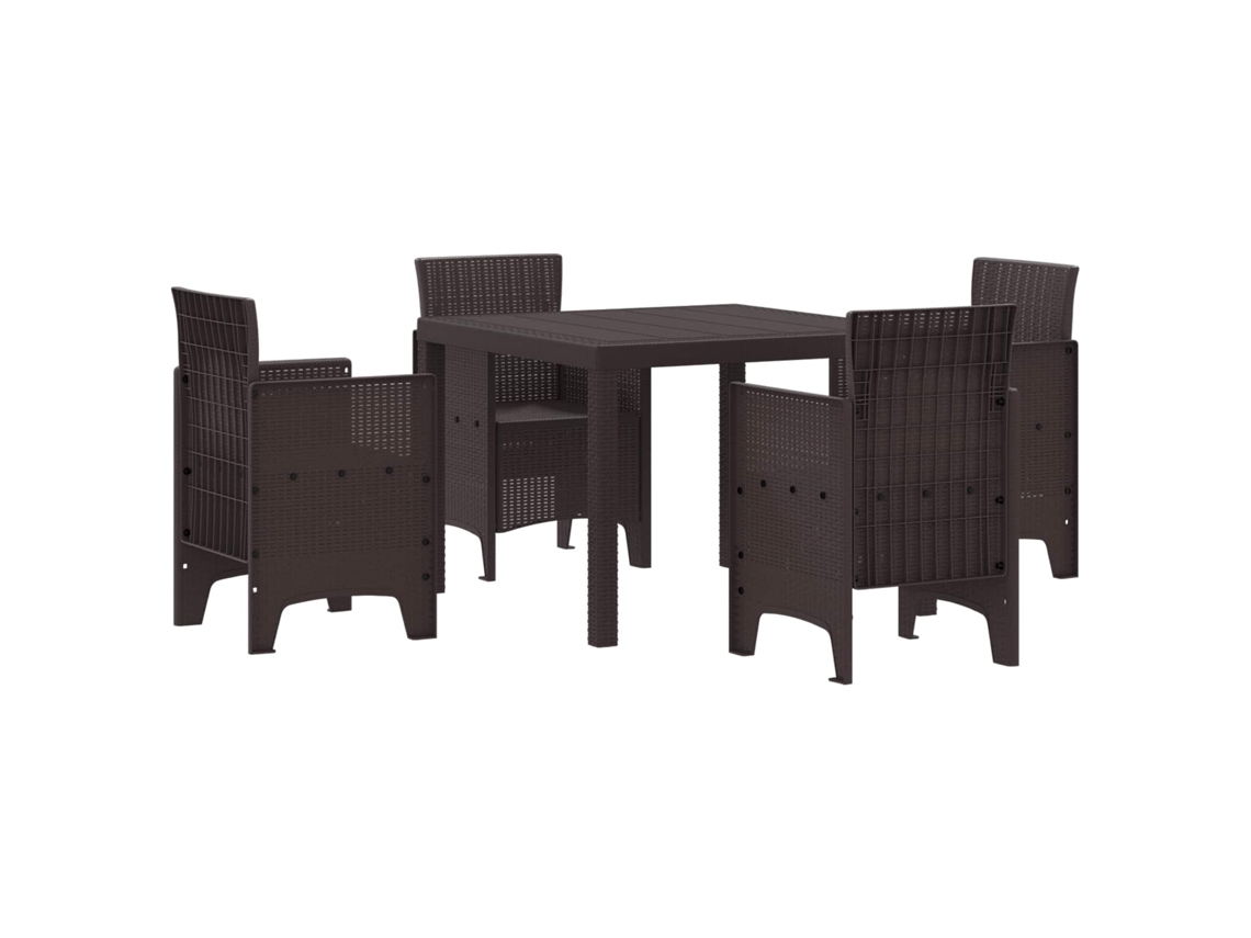 Vidaxl Conjunto De Jantar Para Jardim 5 Unid. Castanho Polipropileno
