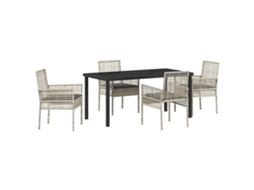 Conjunto de Jantar para Jardim 5 Pcs Cinzento claro Vime Pe MAISON EXCLUSIVE