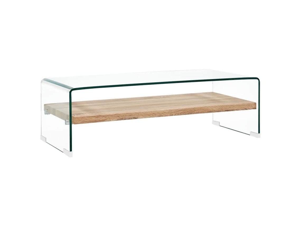 Mesa De Centro 98x45x31 Cm Vidro Temperado Transparente Lovely Home