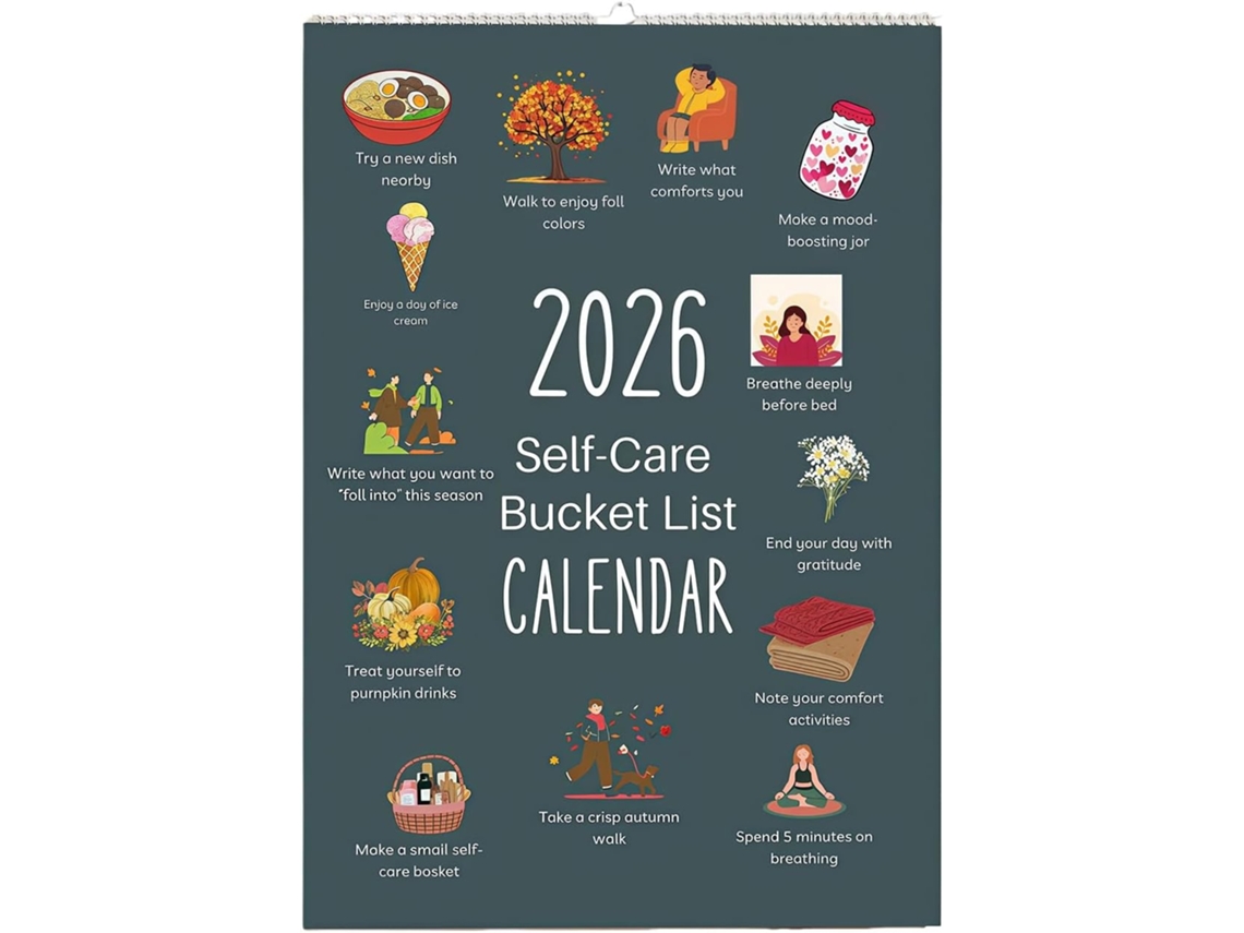 Calendário de Parede de 2026 em Inglês com Folhas de Papel Grosso e Cores Variadas. SFUSHOS