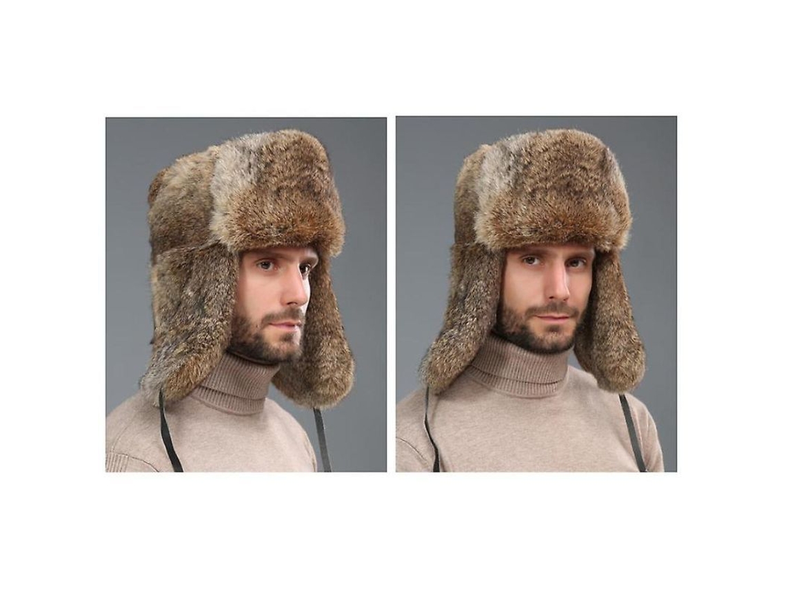 2026 gorro de Invierno Ruso de Piel de Conejo Con Aletas para Oídos Trapper Xlw Regalo para Hombres S Caqui