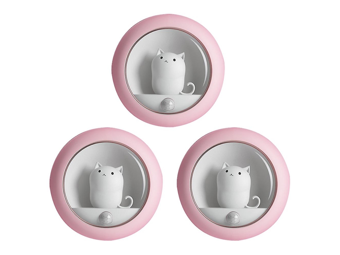 Luz noturna com sensor de movimento para gatos, pequena luz noturna LED recarregável por USB, lâmpada Slowmoose rosa