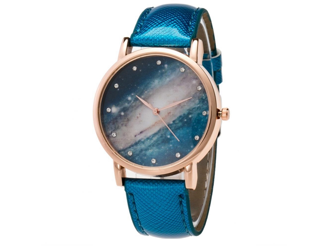 Reloj De Pulsera De Pareja Quartz Casual Con Strass Estrella Tendencias Azul
