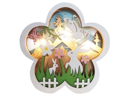 Decoração de Páscoa Coelho de Madeira com Luz LED CHABERLU