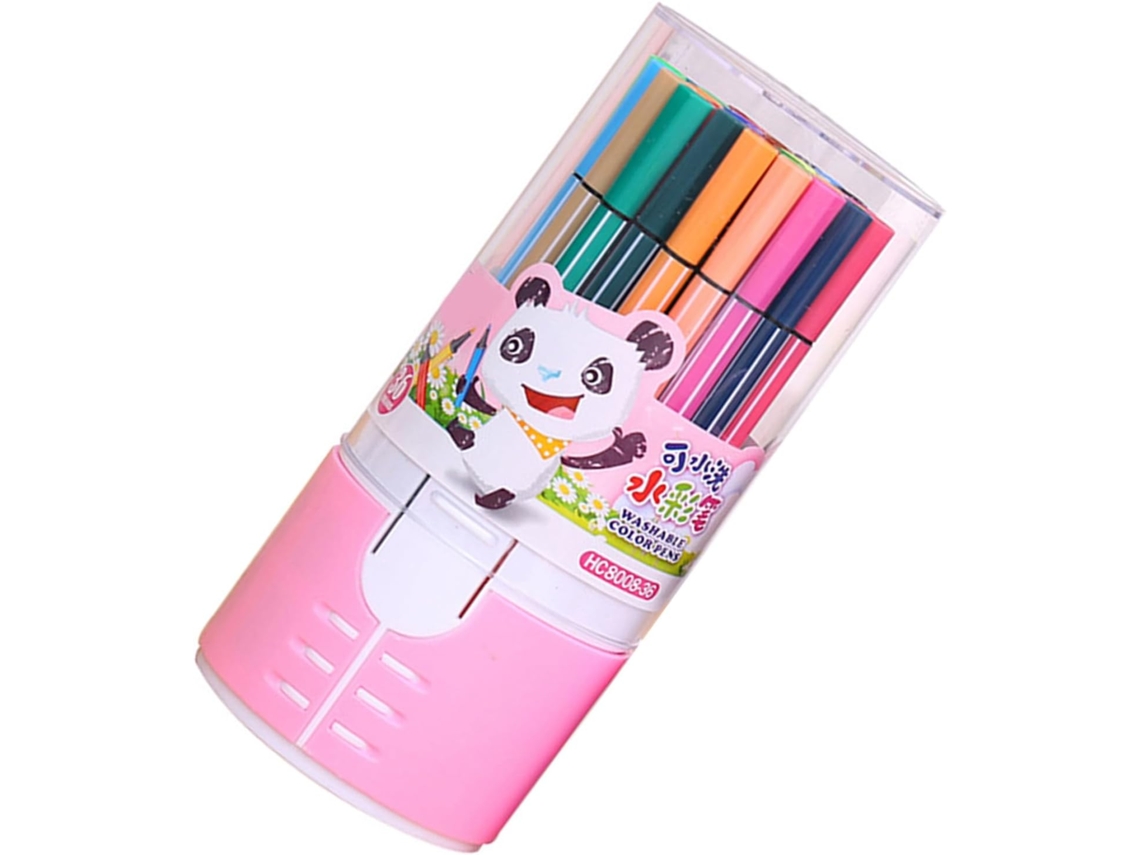 Conjunto Com 24 Canetas Pincel Aquarela Laváveis, Feitas De Plástico