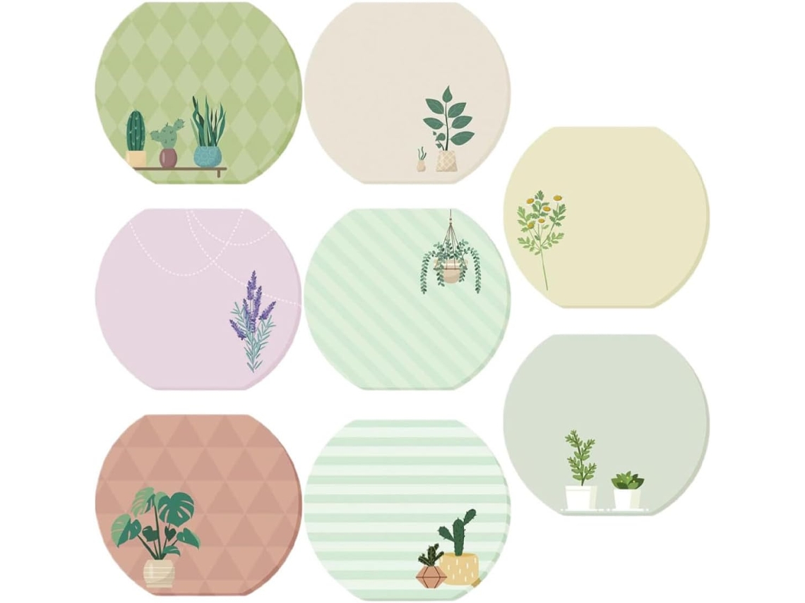 Blocos-notas Autocolantes Écriture Fluide Papier Lote De 8 Motivos Plantas Design Único E Pratico Para Escola