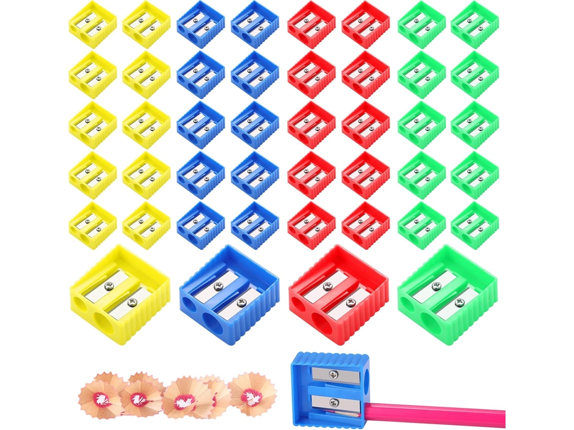 40 Peças Apontador De Lápis A Granel, Apontador De Lápis Com Furo Duplo, Tamanho De Bolso, Quadrado, Manual Aquaforge
