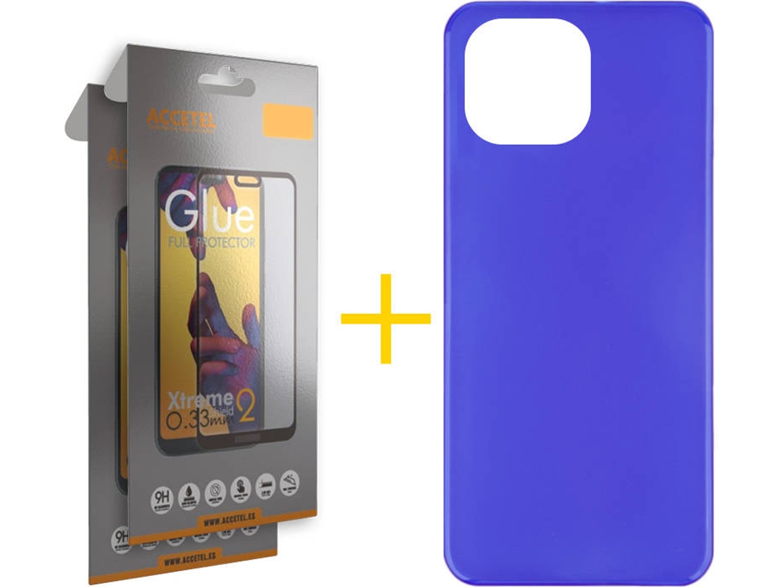 Capa e 2 Películas Apple iPhone 13 Pro Max ACCETEL Liso Azul
