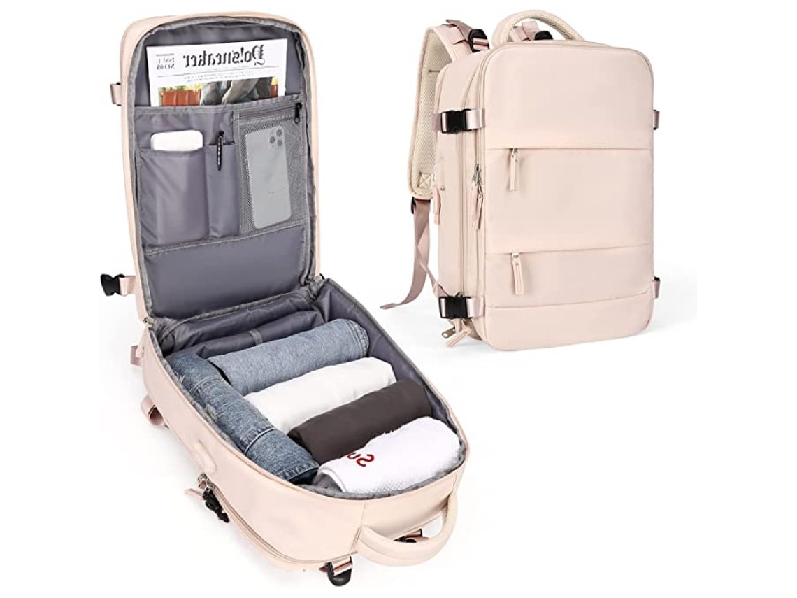 Mochila de Viagem Grande Branco Marfim 