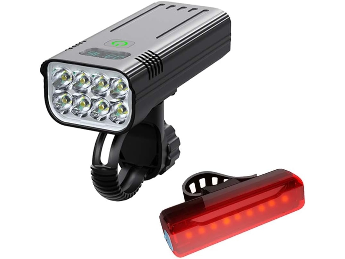 Luz Dianteira E Traseira Para Ciclismo Noturno, Recarregável Via Usb, 5200 Mah, 8 Leds, À Prova D'água Ipx5, Função (kx8- D)