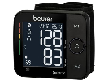 Medidor de Tensão BEURER BC 54 BT — Medidor de tensão no pulso com nova tecnologia Inflate, medição durante o enchimento
Transmissão de valores por Bluetooth , compatível com APP Beurer Health Manager
Para circunferências do pulso de 13,5 - 21,5 cm
Aparelho médico