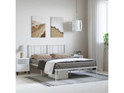 Vidaxl Estrutura De Cama Com Cabeceira 150x200 Cm Metal Branco
