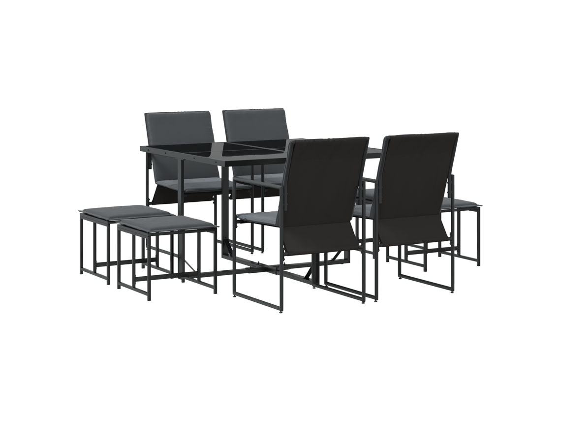 Conjunto 9 Móveis De Jardim Vidaxl Preto Aço (110 X 107 X 72 Cm)