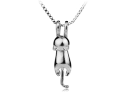 2026-collar De Prata 925 Com Pingente De Gato 3d Bonito Para Mulher Cadeia 45cm Linjou