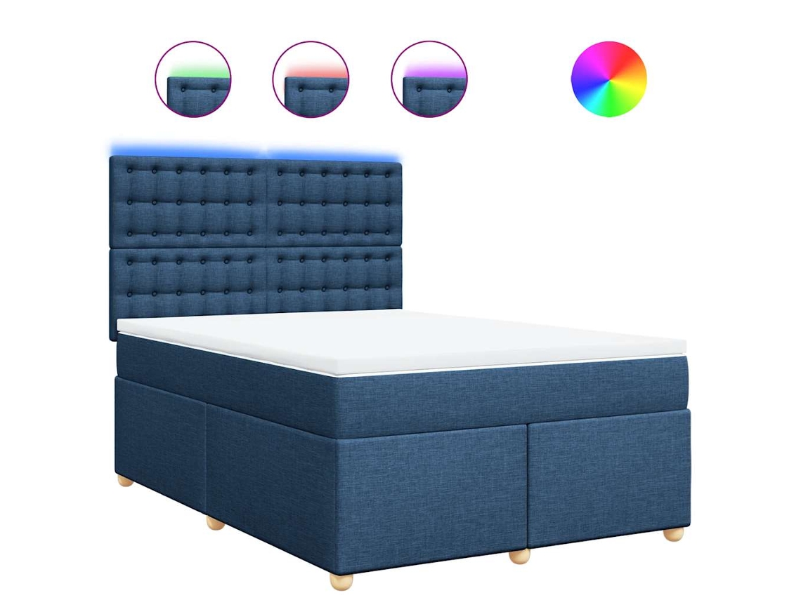 Box Spring Bed, Box Spring Beds Vidaxl Azul Tecido (140 X 190 Cm)