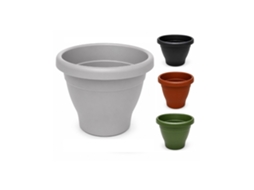 Maceta Mediterranea Circular De Plástico Para Plantas Y Flores | Drenaje Incorporados Gris 35 Cm