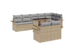 Vidaxl Conjunto de Sofá de Jardim 9 Pcs Bege Rattan Sintético