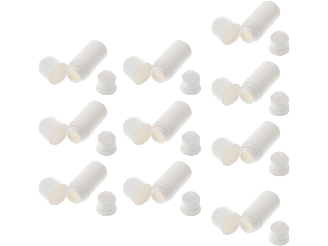 Embalagem com 10 frascos plásticos roll-on de 50ml com aplicador roll-on macio, tamanho ideal para viagens.