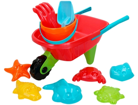 Pack brinquedos de praia  com carrinho de mão colorido (50x24,5x20,5 cm - 18 meses)