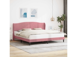 Vidaxl Estrutura Da Cama Com Cabeceira Rosa 180 X 200 Cm Veludo