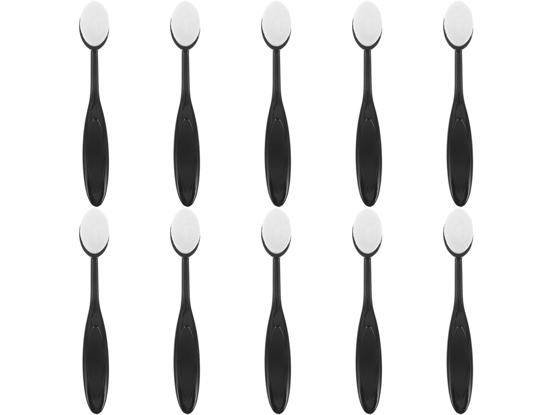 Conjunto De 10 Pincéis De Maquiagem Ovais, Tipo Escova De Dentes, Com Fibras Sintéticas Macias, Portáteis E