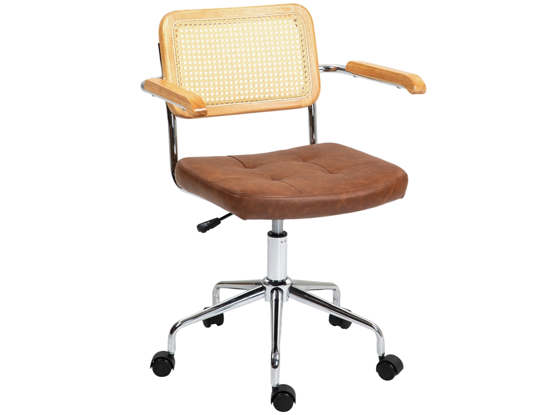 Suporte de mesa giratório com altura ajustável, função de inclinação e revestimento em material sintético Vime Cost, 60x55,5x82-90 cm, marrom.