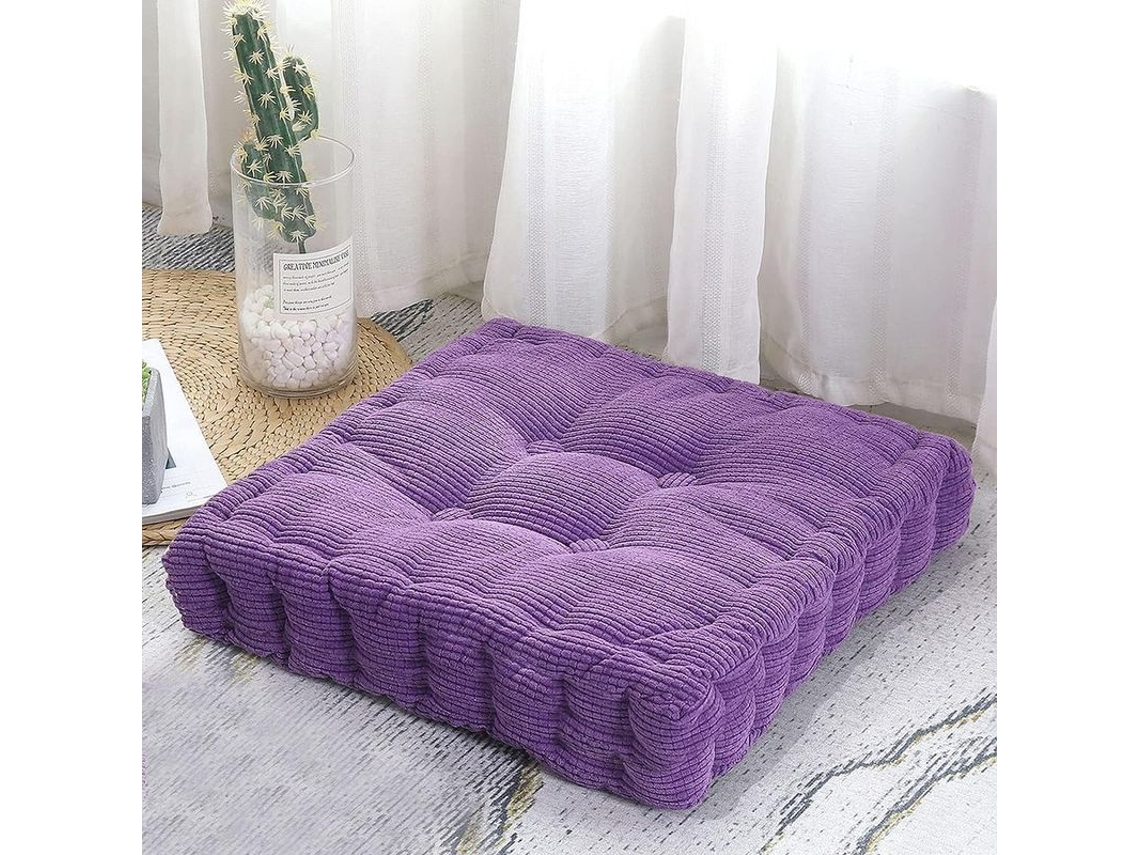 Rebe-almohada De Suelo Cuadrada Gruesa 18"×18" Morado Para Meditación, Salón, Oficina Y Exteriores